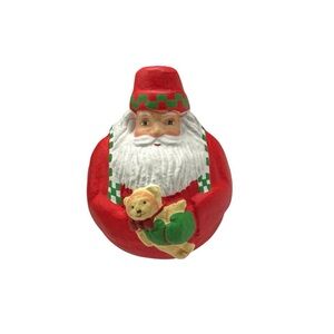 Dept 56 Christmas Ornament  Roly Poly Santa No Hanger Vtg 80s Ceramic Hand Paint